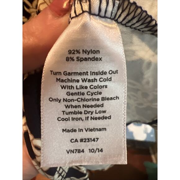 Talbots Navy & White Chain link Fit & Flare Dress Size Large - Picture 5 of 6